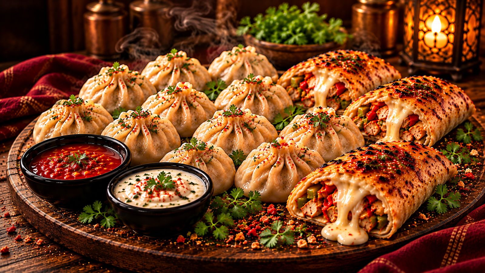 Mom's Hut signature momos with dip