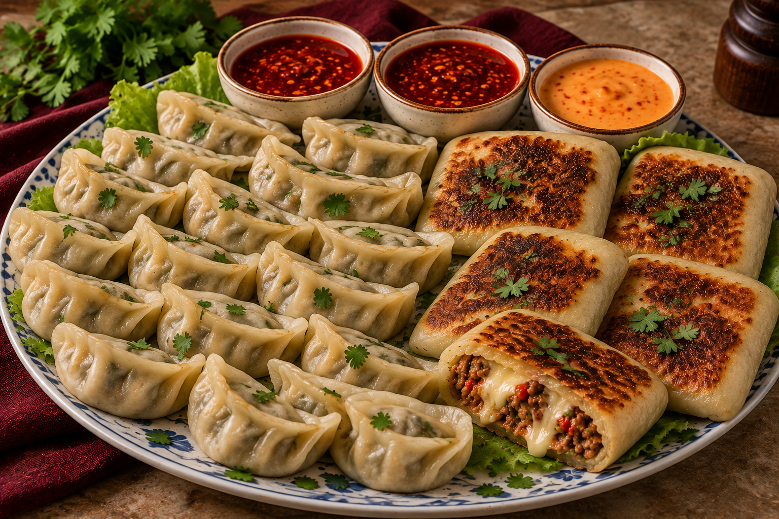 FAMILY deal — 16 momos and 4 tandoori chicken cheese pockets