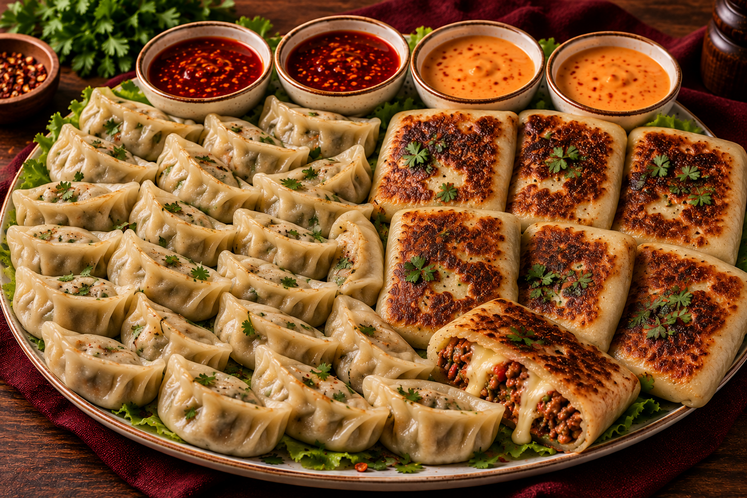MEGA deal — 18 momos and 6 tandoori chicken cheese pockets